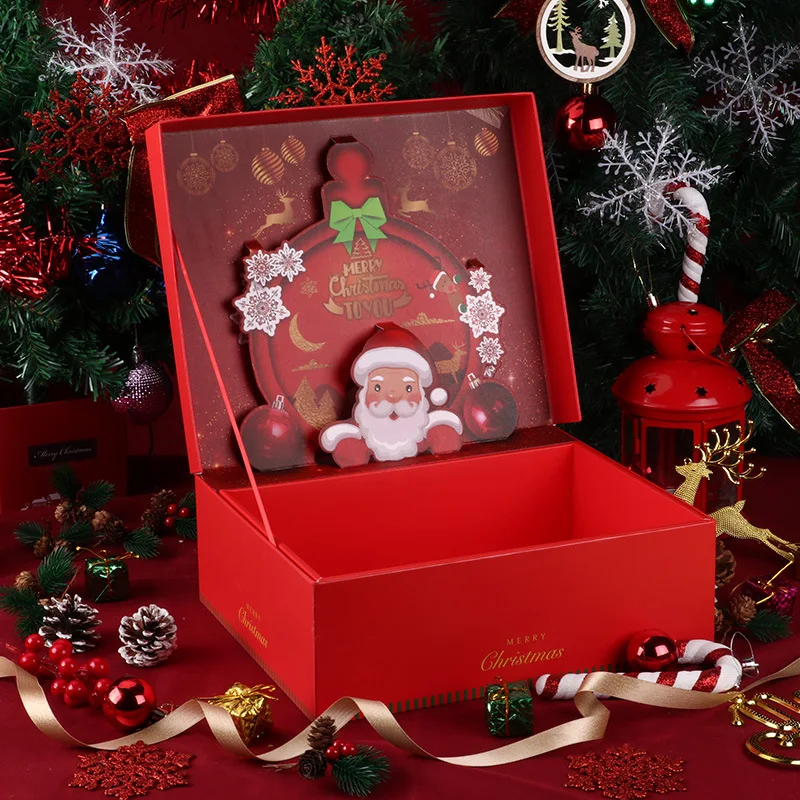 REYOUNG Luxury 3d Christmas Big Gift Box Apple Christmas Gift Box Scarf Socks Colorful Christmas Eve Gift Box With Lid