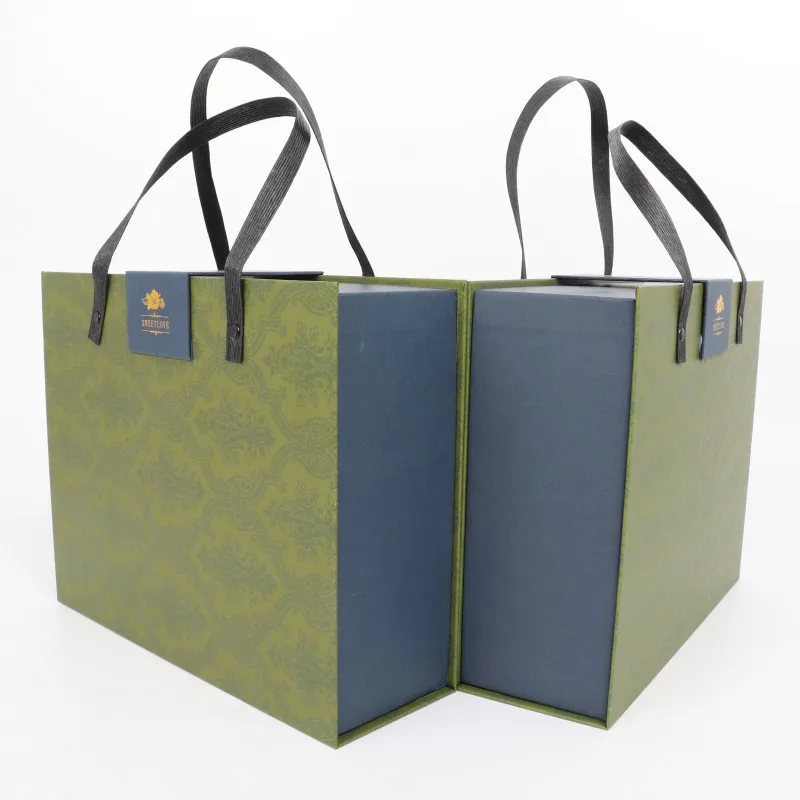 Custom Silk handle Large Rigid Cardboard Magnetic luxury clothing Gift box packaging custom box for dress