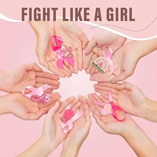Breast Cancer Awareness Pins Enamel Lapel Pin Breast Cancer Awareness Pink Ribbon Butterfly Brooch for Women Gifts