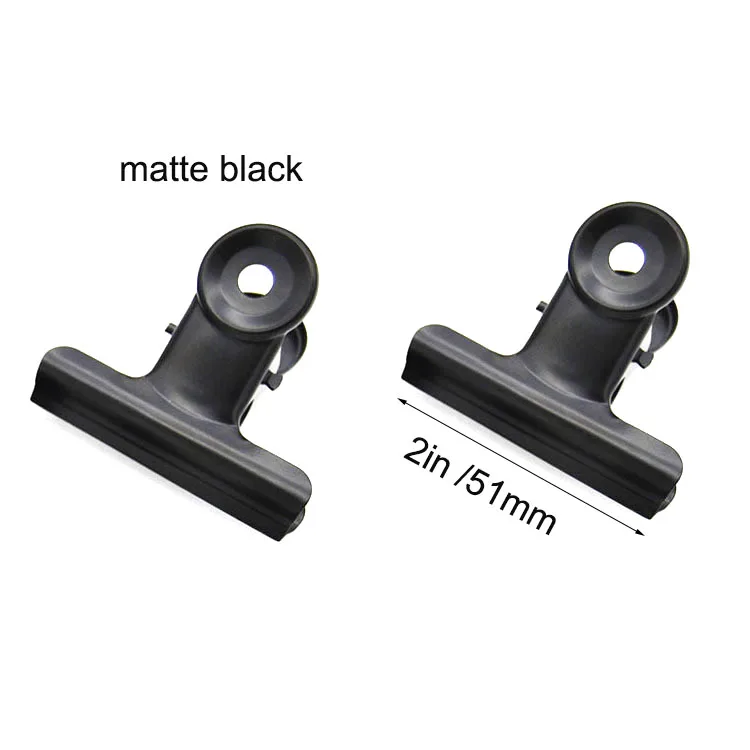 matte black iron paper clip metal round bulldog clip 51mm  factory custom  metal clip