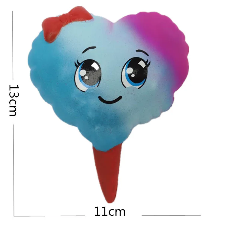 Hot sale heart slow rising lollipop foam marshmallow candy cute food squishy toys for kids gift.