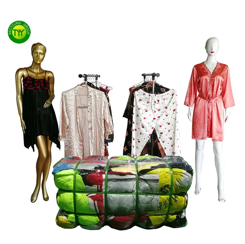 First Grade Ukay 100% Pure Silk Pajamas Smooth Recycling Sleepwear Bale Of Used Women Clothes