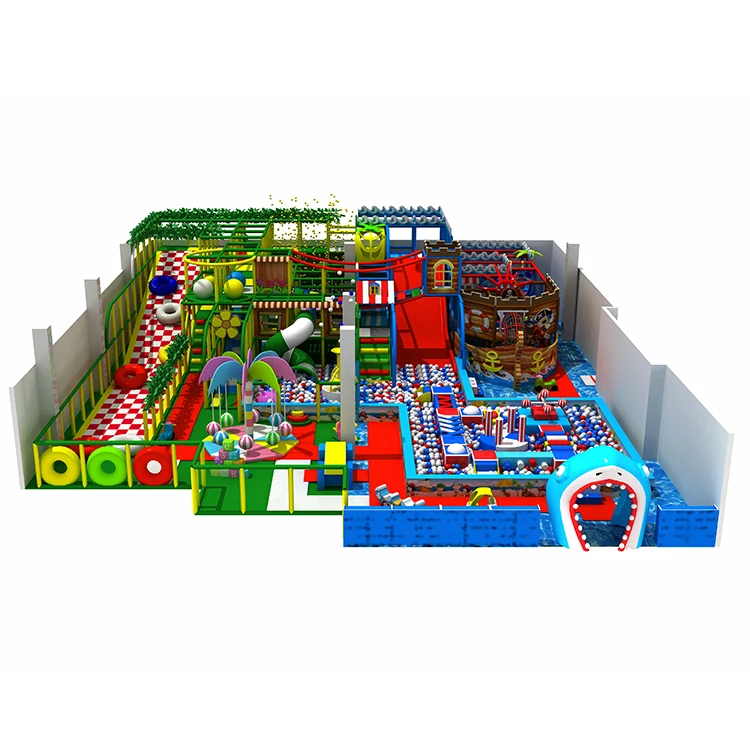 Soft Kids Indoor Playground, Foam Pit Indoor Ball Pit for Toddlers, Shark Theme Ocean Indoor Playground