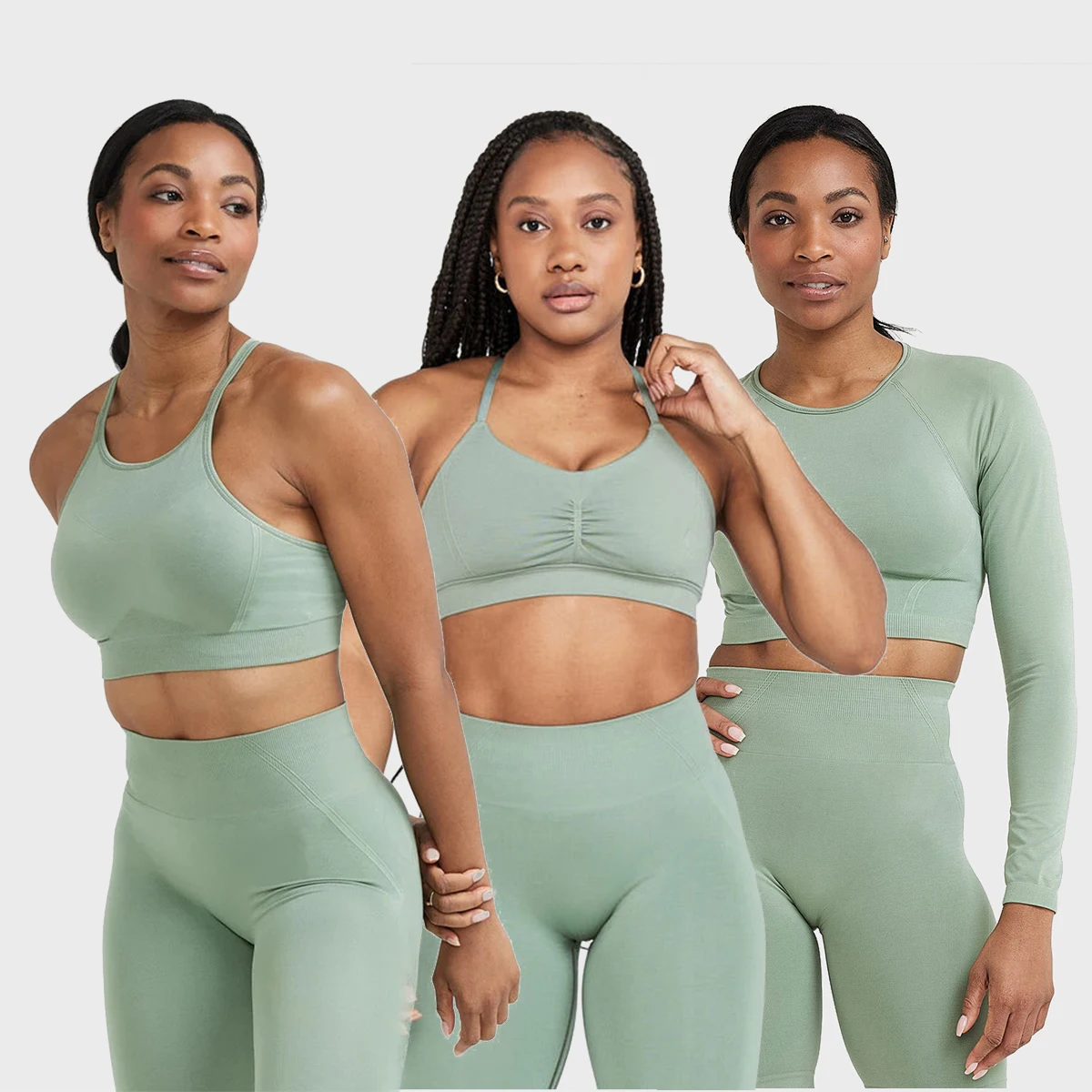 Custom Logo Women Workout High Waist Active Sports Wear Yoga Set Long Sleeve Seamless Female Gym Fitness Set For Women Plus Size