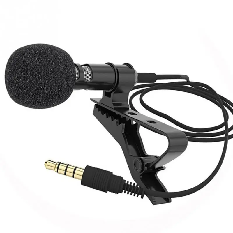 Mini Microphone 1.5m Tie Clip Lavalier Jack/ Right Angle 90 Degree/Straight 3.5MM Mic for Bloggers Speech Live Webcast