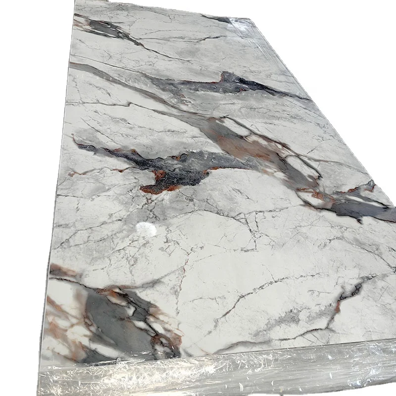 High Glossy Marble Sheet Wall Decorative Board Flexible 1220*2440mm 3mm UV Coating Waterproof Interior PVC Wall Panel Sheet FOB