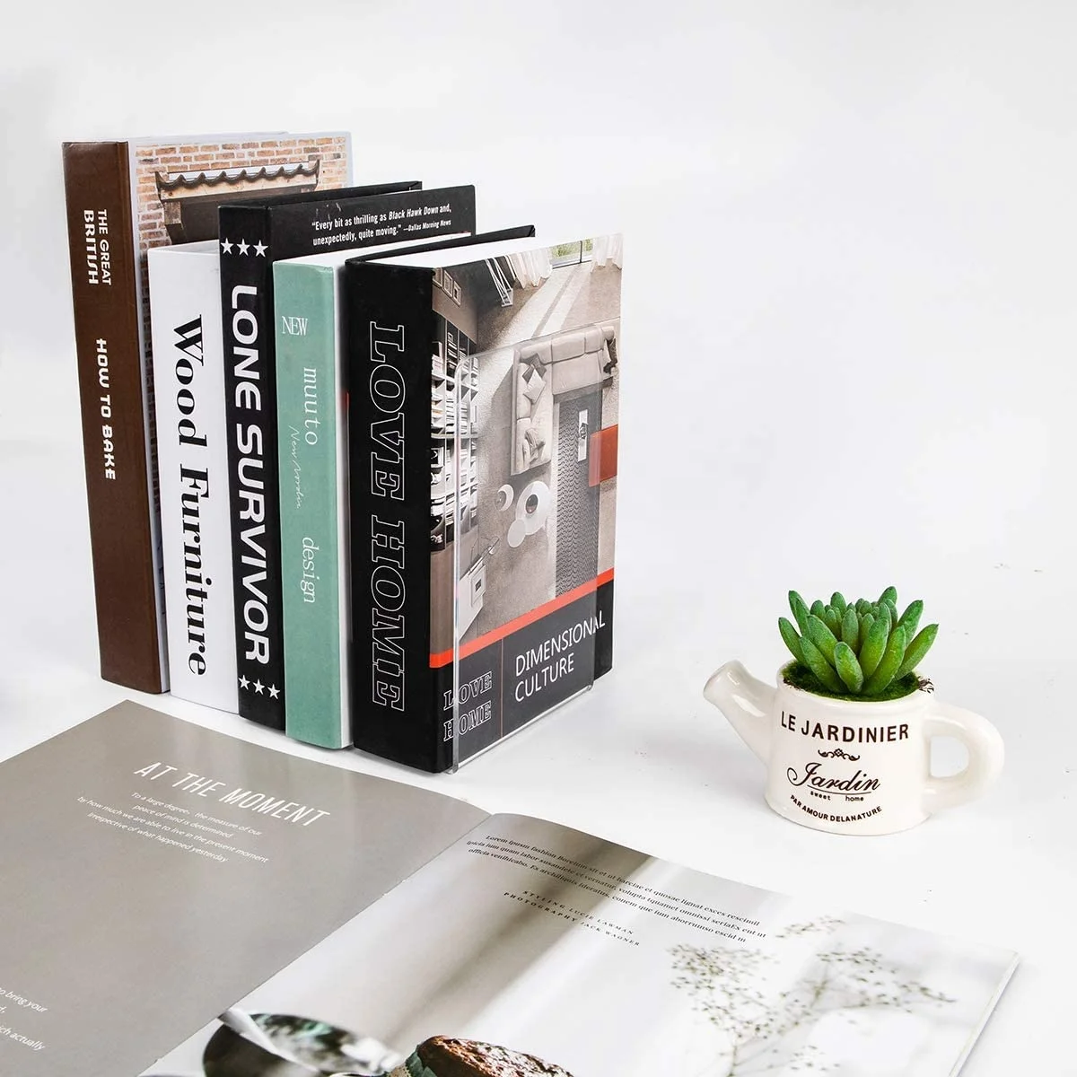 TSGG Desktop L Shape Book Stand Clear Acrylic Custom Book Ends Decorative