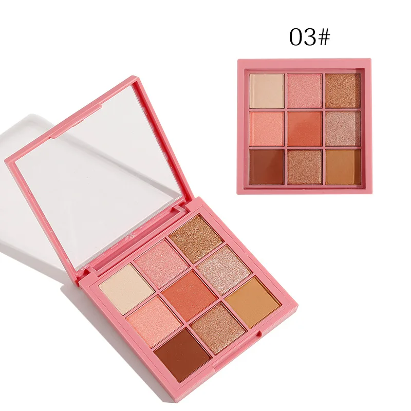 custom your own brand make up Glitter Shimmer eyeshadow palette with 9 colorful pans