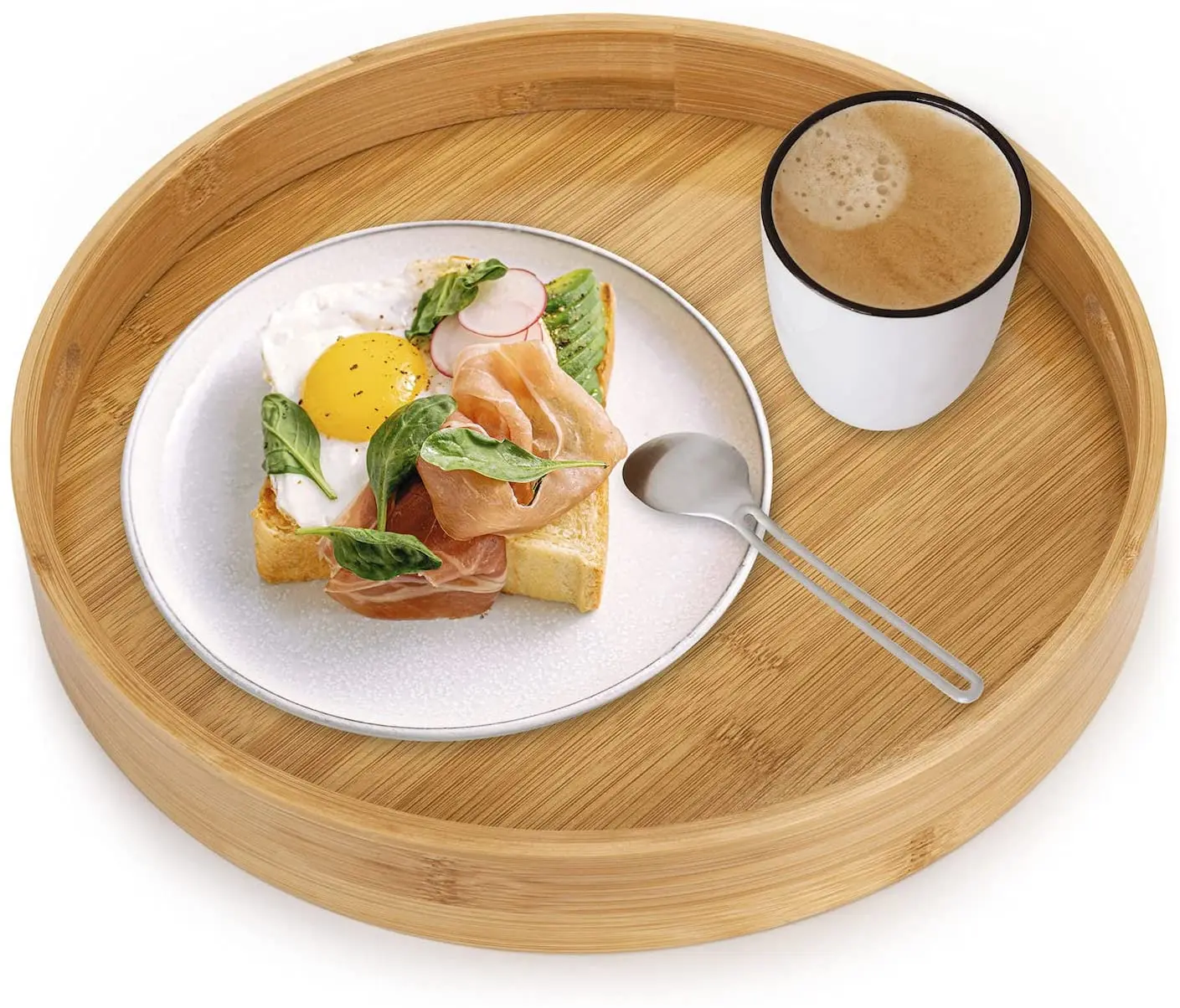 Eco-friendly Bamboo Serving Tray Wholesale Round Bamboo Food Tray Bamboo Tea Tray