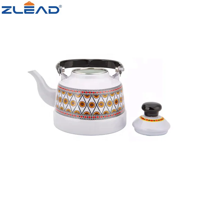 2.5L Enamel Tea Kettle with Steel Handle Vintage Teakettle Large Stovetop Kettle Camping Outdoor Kettle Water Tea Pot