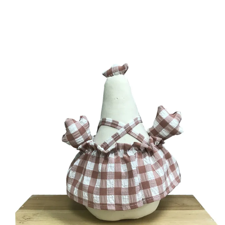 Easter Decor Cute Pink Dangle Legs Animal Shelf Sitter Hen Plaid Fabric Sitting Chicken Stuffed Animal for Home Decoration