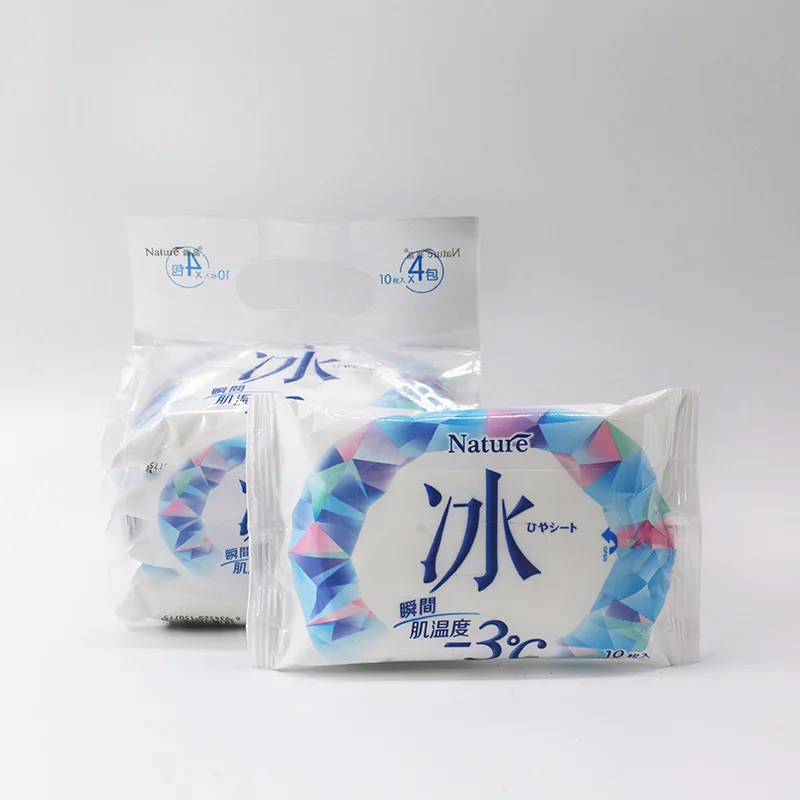 10pcs Adult Body Clean Wet Wipes Mint Essential Oil Ice Cool Wipes Skin Care Sports Cleaning Wipes