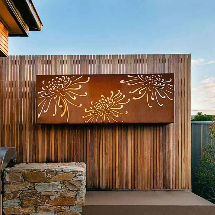Новый дизайн лазерная резка металлический экран искусство декоративная конфиденциальность металл наружные и внутренние настенные стальные экраны corten