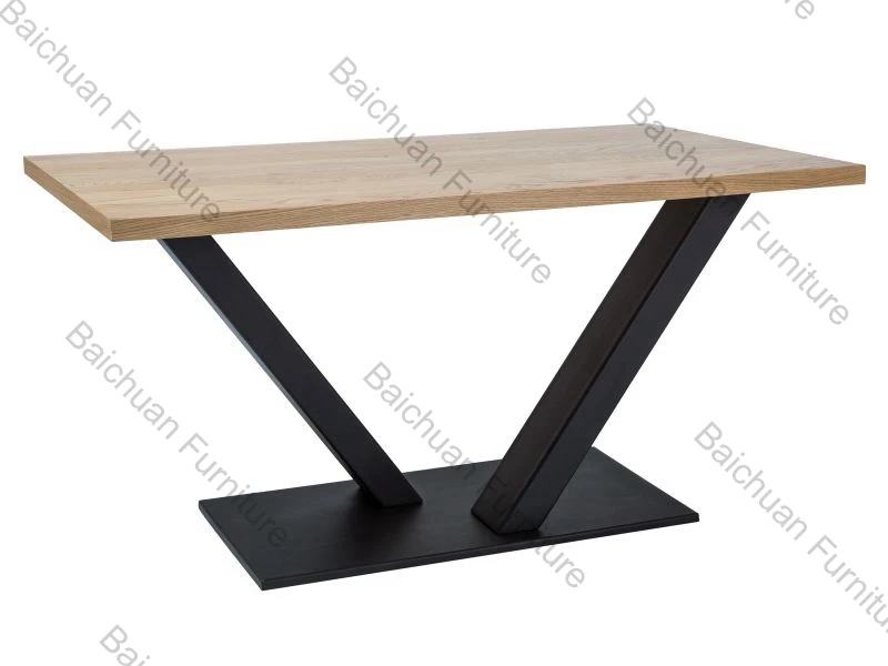 2024 hot wooden dining room furniture MDF top dining table with 4 set  metal leg dining table