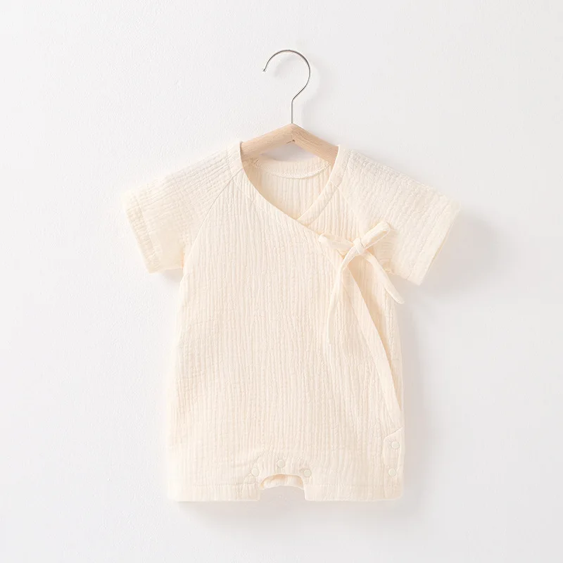 Duanding CUB 0-6M baby linen clothes natural color breathable cotton romper