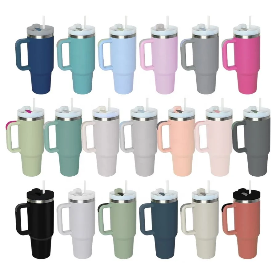 2024 New 40 Oz Handle Stainless Steel Travel Tumbler Enamel Inside 2.2L Insulated Water Bottle Gorgouss Tumbler With Straw