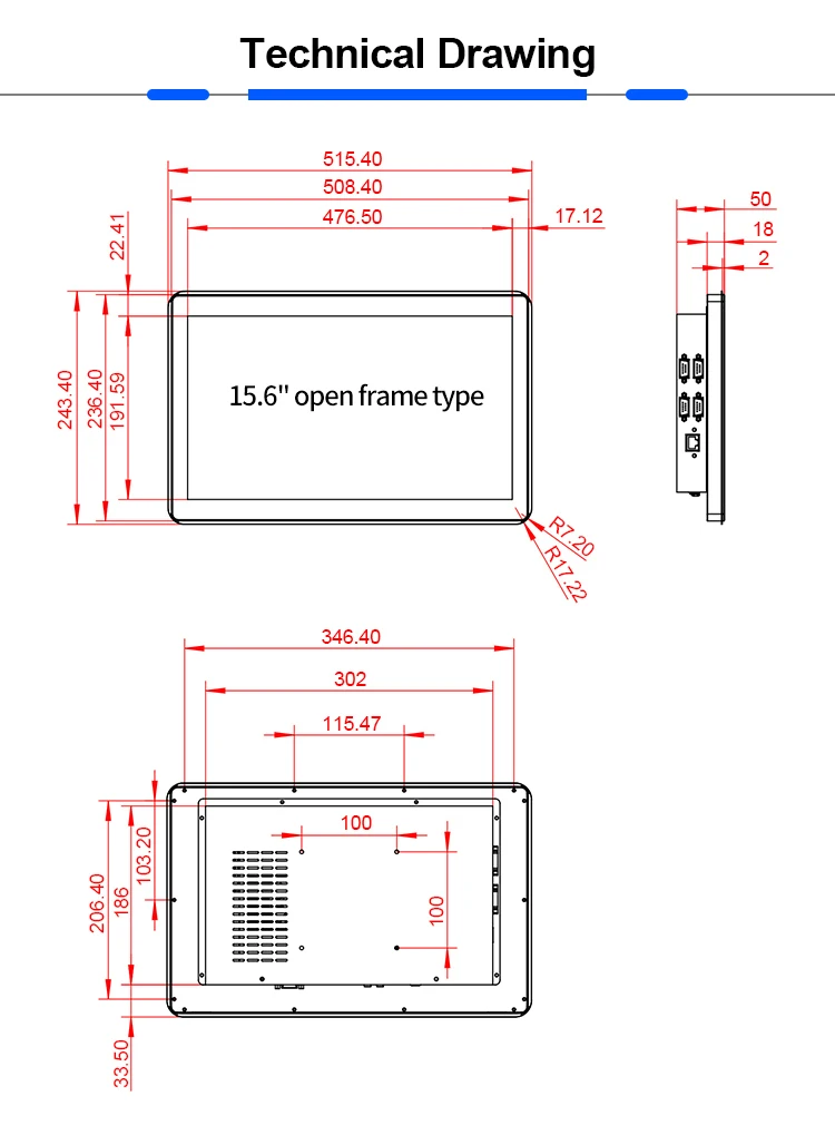 outdoor 15 inch 1000 nits high brightness vending machine lcd advertising screen display open frame digital signage