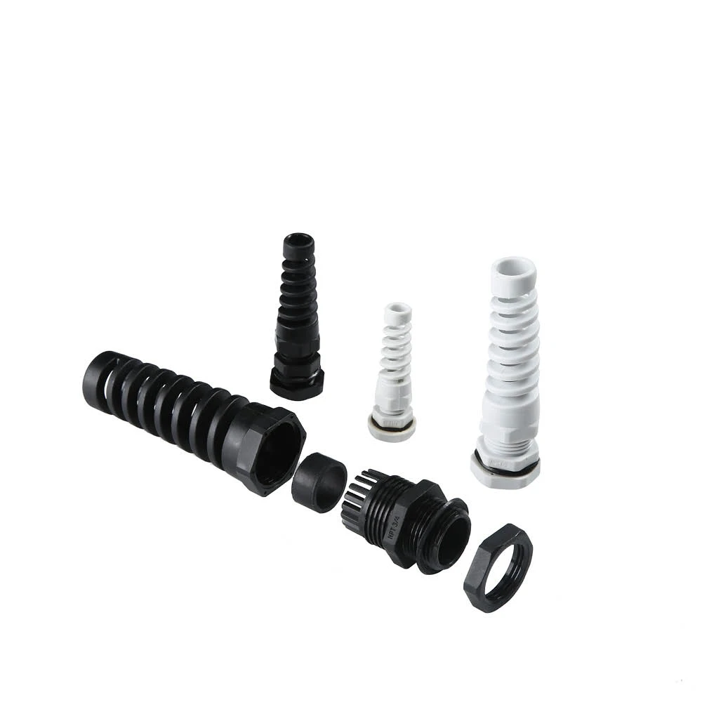 PG7 Cable Gland 3mm-6.5mm Wire Hole Waterproof Nylon Joint Adjustable Locknut with Strain Relief Black
