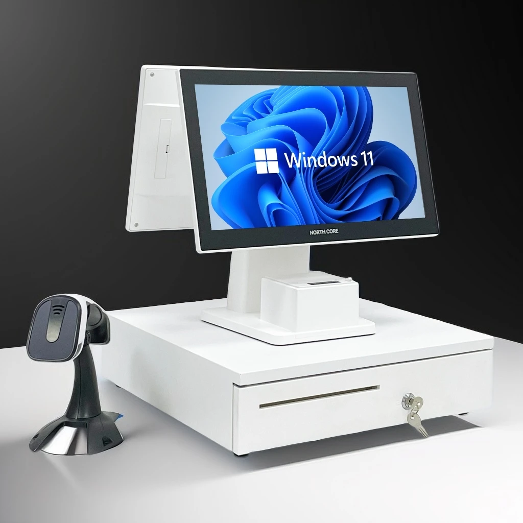15/15.6 Inch POS dual Screen Touch Windows pos System All In One POS Machine Retail Cash Register for marketplace restaurant