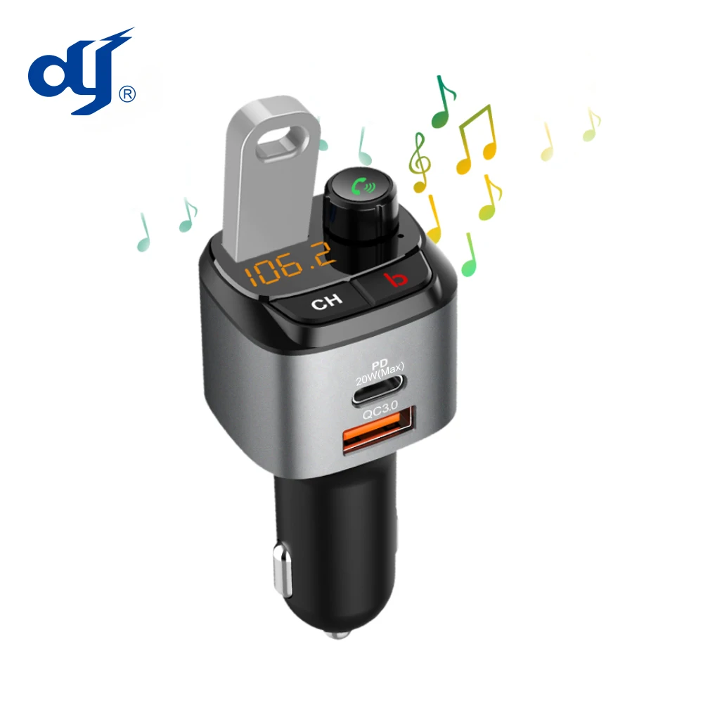  Лидер продаж Amazon Fm-передатчик QC3.0 Type-C PD 18 Вт автомобильное зарядное устройство mp3-плеер адаптер