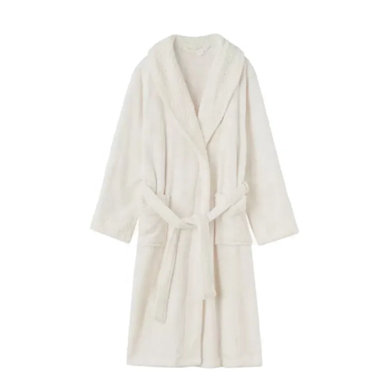 Wholesale thicker High-quality Adult Bathrobe Coral Flannel Wool Bathrobe Luxury V Neck household bath robes nightwear