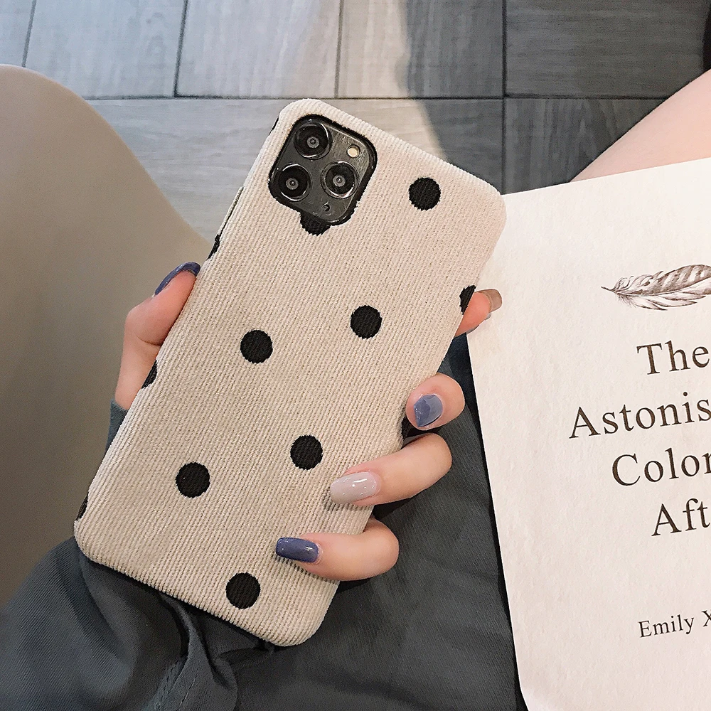 
Polka dots cute winter plush case for iphone 11 