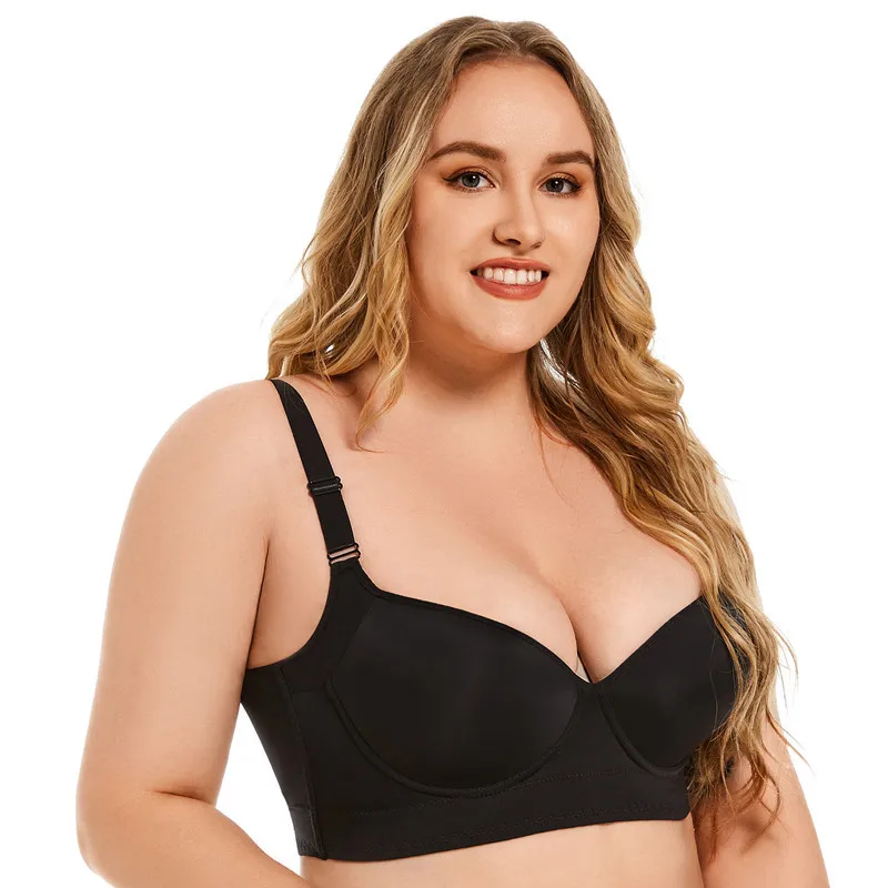 ZOYIAME Big Size Full Back Coverage Shaping Bra Smooth Underwire Deep Cup Bra Hides Back Fat Push-Up Large Fat Woman Plus Bras