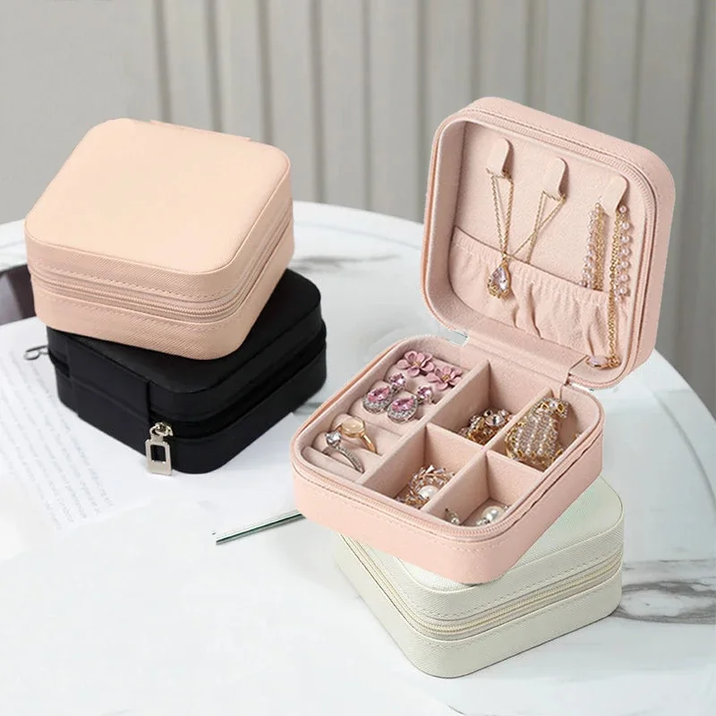 luxury portable storage organizer case gift boxes velvet small travel jewelry box