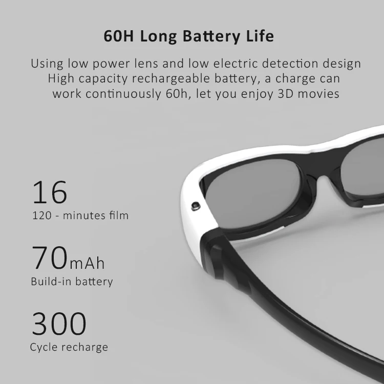 Yinzam Professional Ultra Clear 144 hz DLP Link 3D Active Shutter 3D Glasses / 3D Video Glasses for Cinema All Projector Glasses