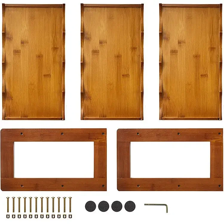 3-Tier Stackable Wine Rack Bamboo Water Bottle and Wine Display Rack Freestanding Water Bottle Holder Water Cup.