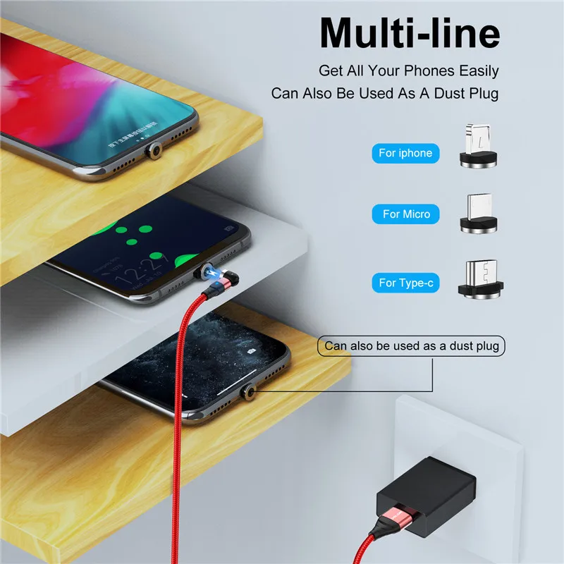 Wholesale 3In1 Connectors Magnetic Usb Cable Charging Cable Usb C Lighting For iphone Digital Caliper Magnetic Charging Cable