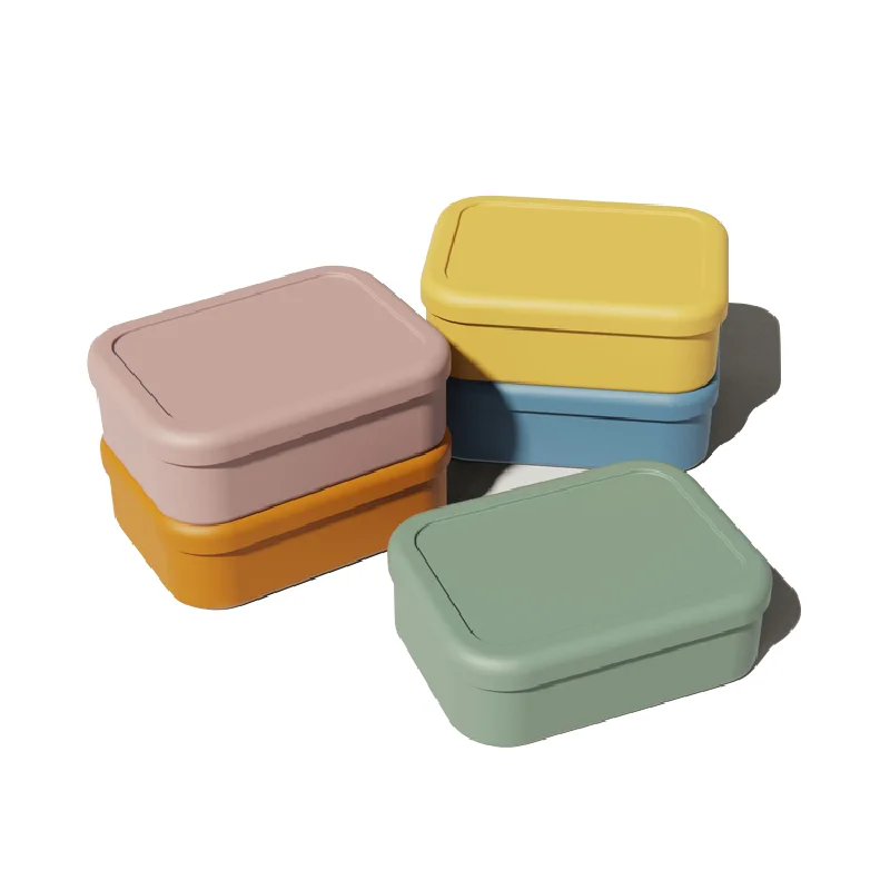 Hot Sale Foldable Food Storage Container Snack Box Bpa Free 3 Divider Lunch Bento Box Kitchen Silicone Lunch Boxes Sets For Kids