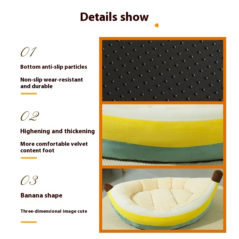 Small Pet Product Fiber PP Material Year-Round Use Winterheattech Open Banana Dog Bed Cat Nest