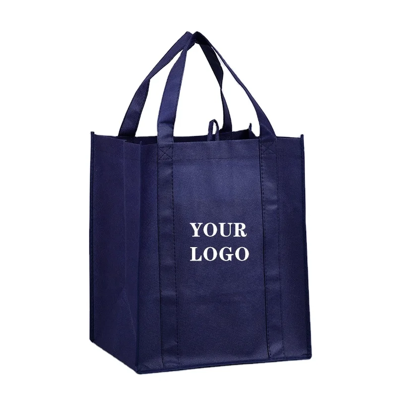 Biodegradable PLA packaging Promotional customized logo size reusable tote shopping bag recycled Eco Friendly Navy Non Woven Bag