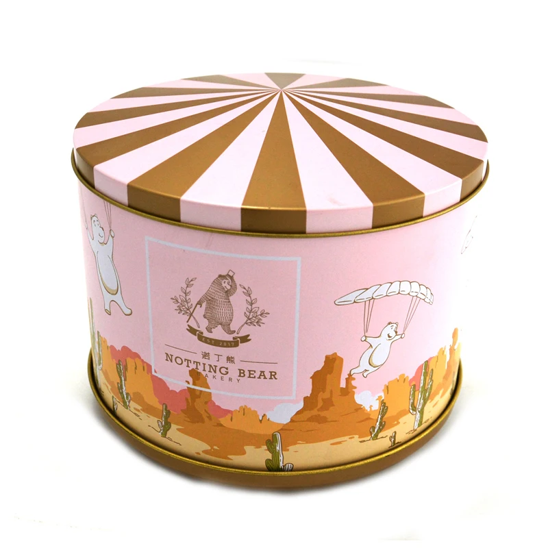 Custom Lovely merry-go-around Christmas Rotating Music Cake Box Carousel Round Metal Music Gift Tin Box