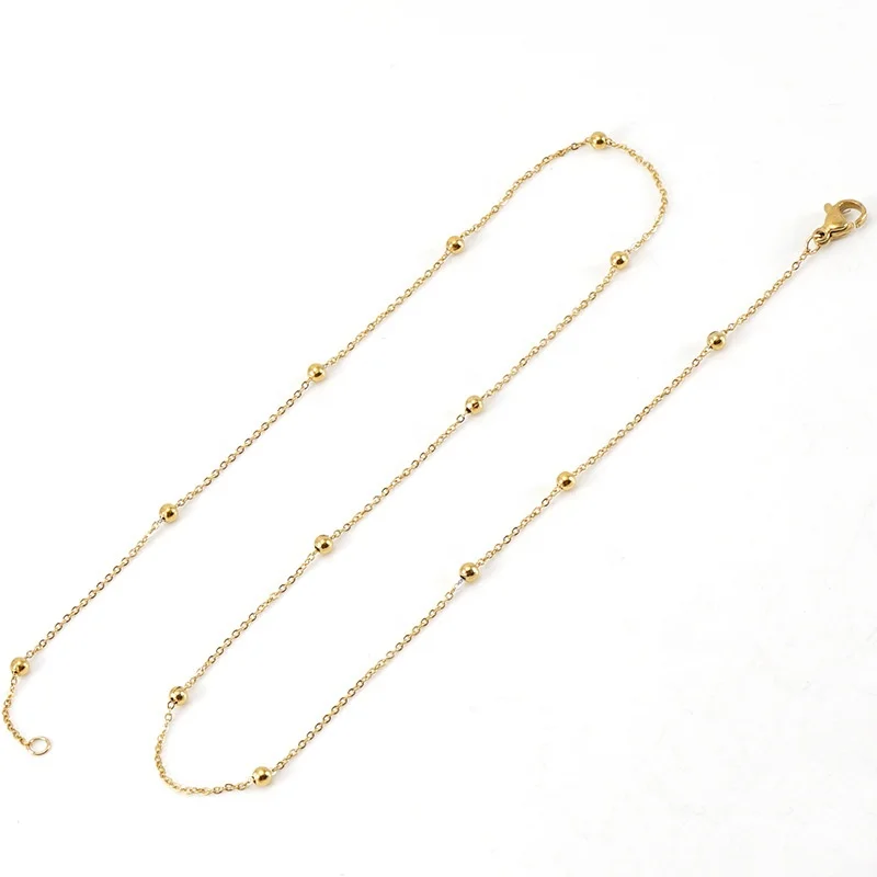 Simple 18K Gold Stainless Steel Bead Necklace-Bracelet Beautiful Niche Net Red Ins Wind Clavicle Chain Finished Wholesale
