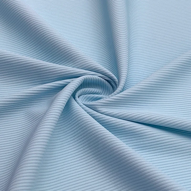 Custom high elastic textured stripe rib knit 4 way stretch nylon spandex fabric for women swimwear lingerie sports bra