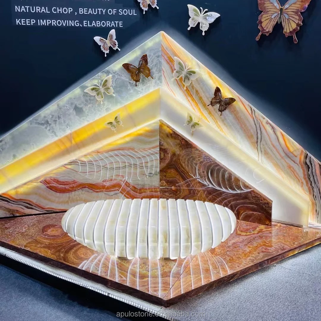 Free sample Competitive Price Onyx Stone Veneer Book Match Colorful Onyx Slab Flooring Tile Backlit Rainbow Onyx Stone