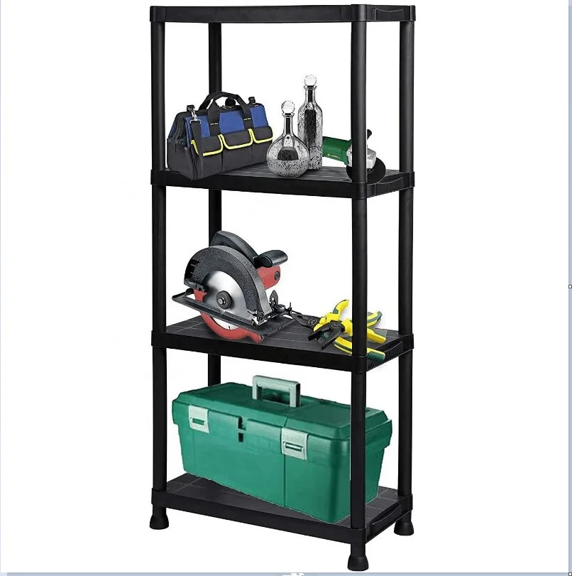 Multi-layer Boltless Medium Duty 4/5 Tier Plastic Storage Stacking Racks And Shelves For Warehouse Garage