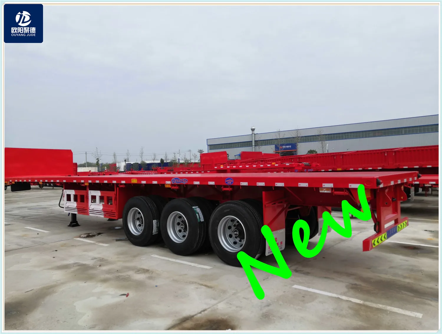 small dolly use construction bridge girder cement pipe container transport with 12 twist locks OYJD  40ft flatbed trailer