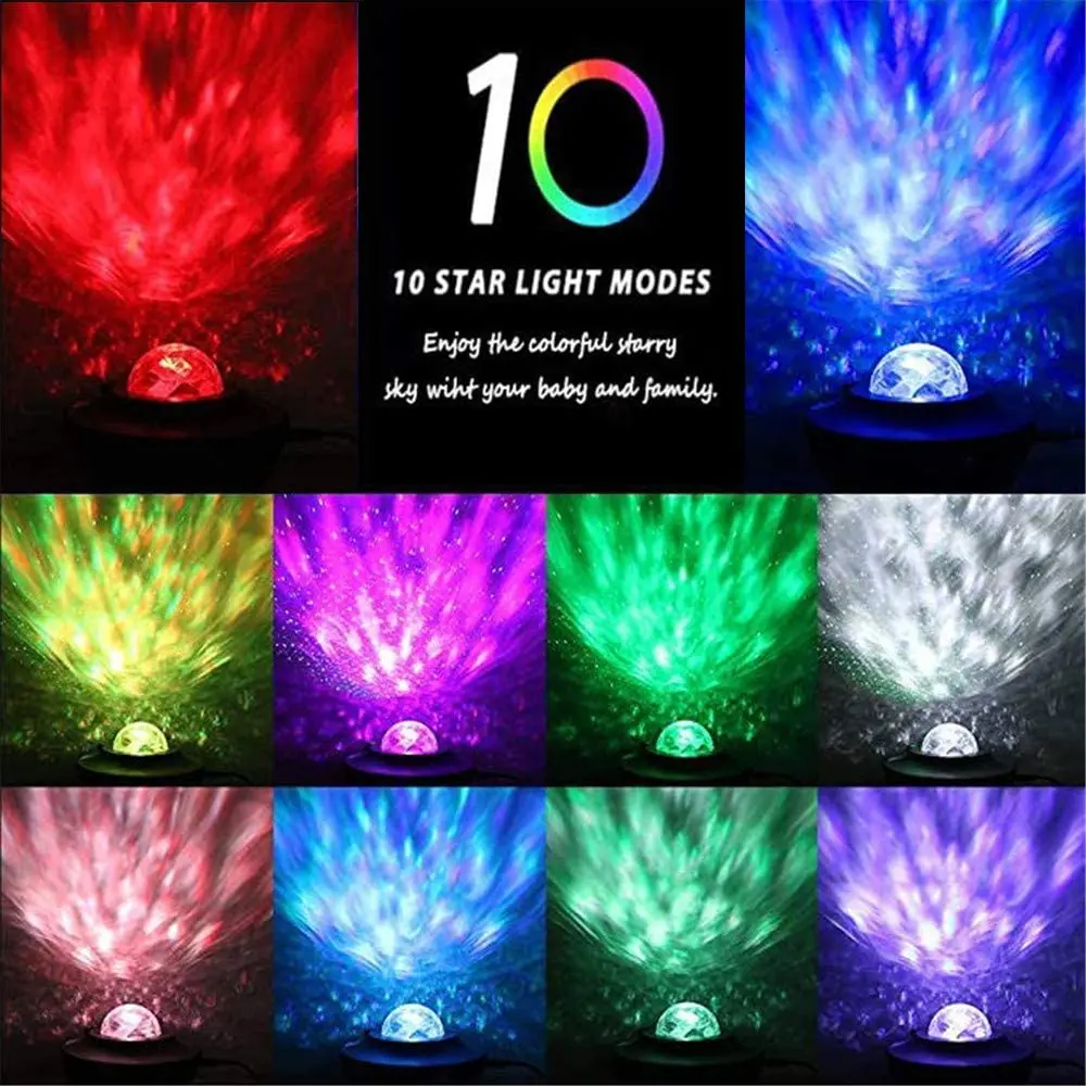 Party Colorful Flashing Star Projector with 10 Color Variations in Bedroom with Speaker LED Light