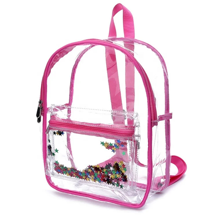 China manufactory OEM  high quality  school  girls clear transparent pvc backpacks soft school bag