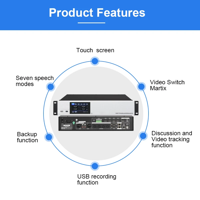 Professional Meeting Room Discussion Video Tracking Camera Audio Wired Digital Conference System