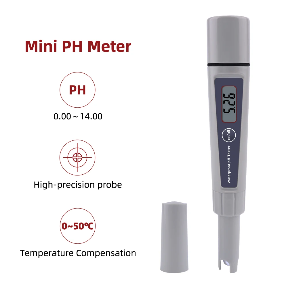 Portable LCD Digital pH Meter Mini Waterproof PH-032K Water Quality Monitor for Swimming Pool Drinking Water Aquarium