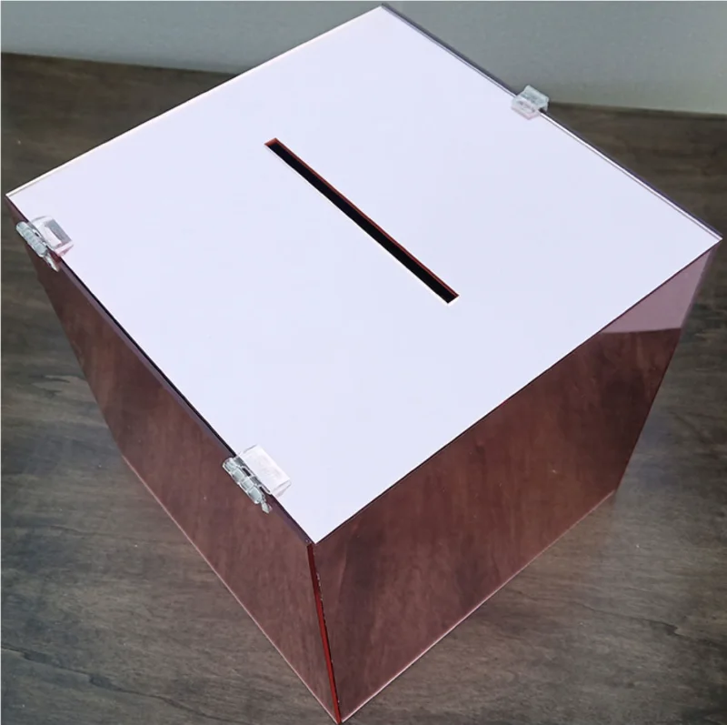 Transparent Acrylic Gift Box With Lock Mirror Wedding Invitation Storage Box Wishing Well Gift Wedding Invitation Card Box