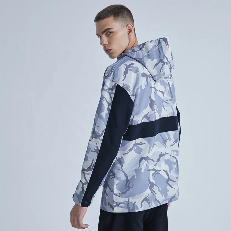 Splicing Camouflage Pullover Hoodie Jacket Half Zipper Camo Jacket