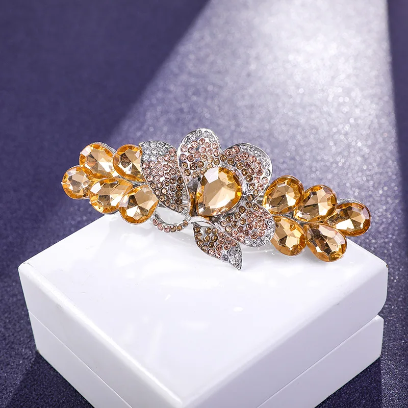 Wholesale Fashion Metal Hair Accessories Clip Ladies Hair Clips Bling Glitter Women Rhinestone Hair Clip