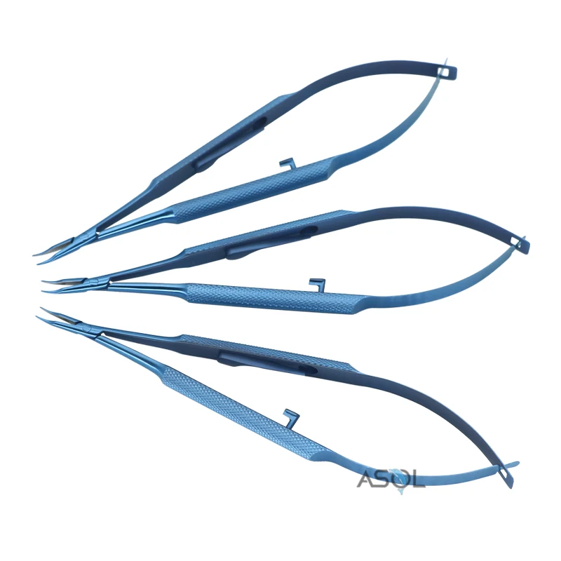 Delicate titanium micro curved with lock needle holder 115mm surgery instrument