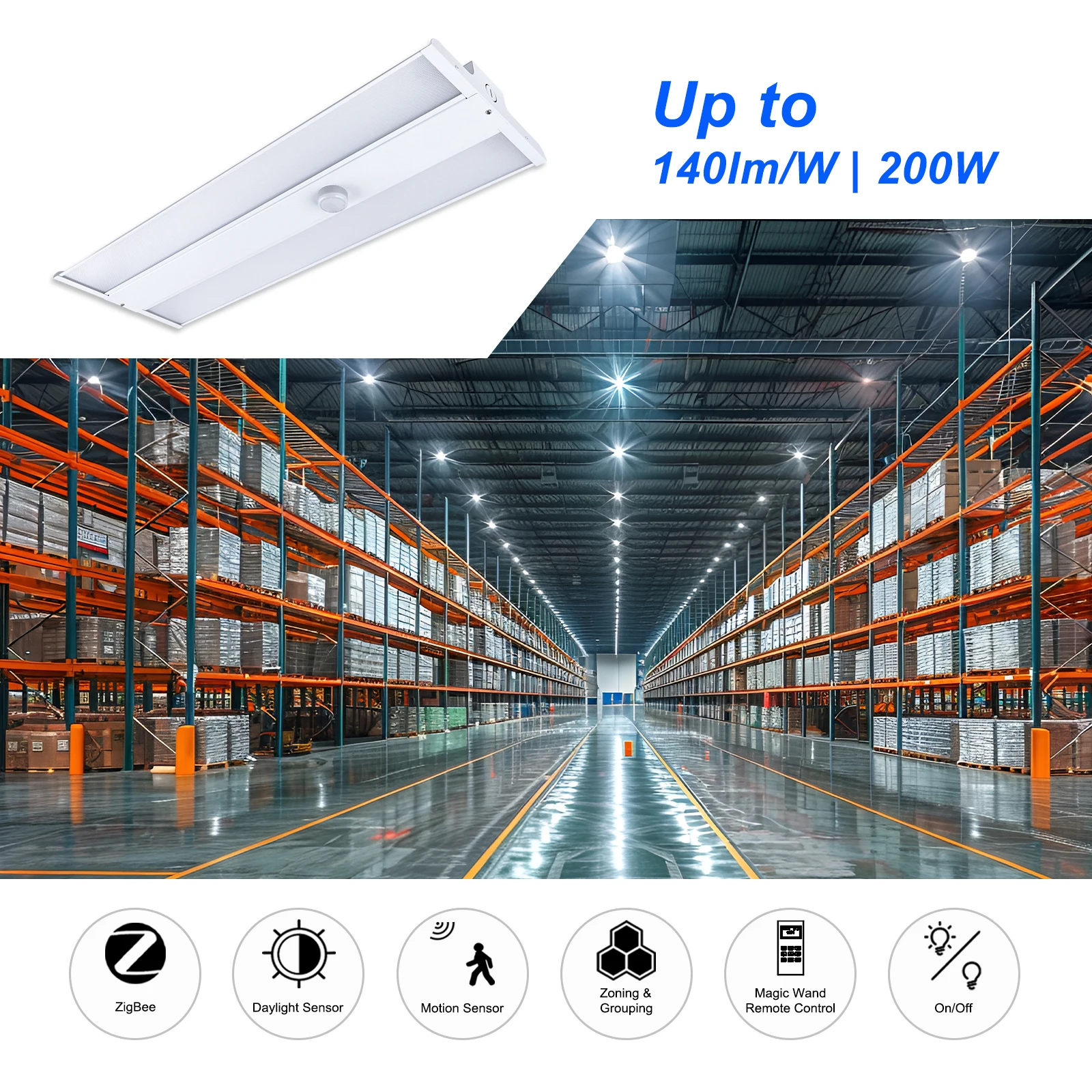 Zigbee Intelligent Control System Warehouse Linear Led Shop Sensor Dimmer Led High Bay Light