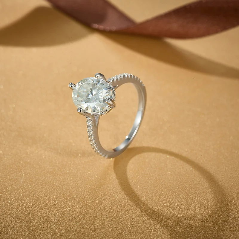 New Product Moissanite Ring Band Cut 925 Sterling Silver For Mens Women Solitaire Green Gra Engagement With Low Price